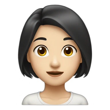 short asian girl with black hair student sticker