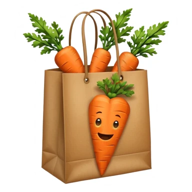 paper shopping bag with carrot. Transparent background sticker