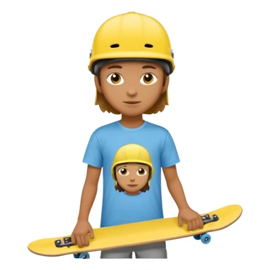 skater with skateboard and yellow helmet sticker