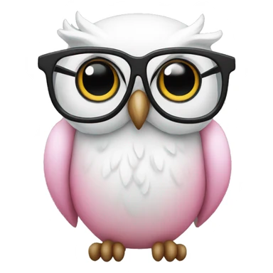 White and pink owl with black glasses sticker