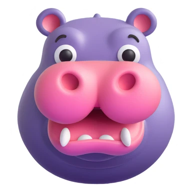 hippopotamus, 3D emoji style, soft shading, lively and expressive, suitable for app icon sticker