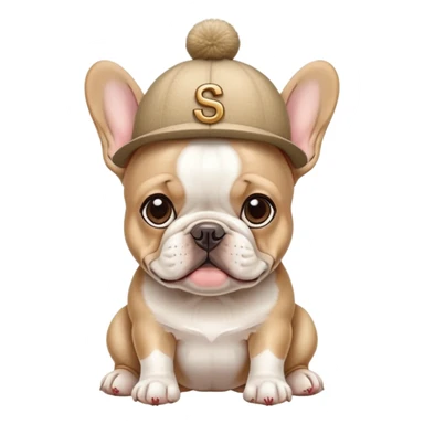 French Bulldog wearing a "S" hat. sticker