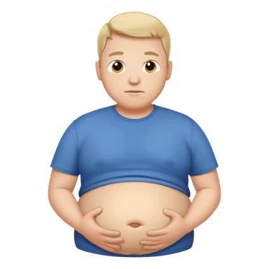 Male has bloated belly in t-shirt sticker