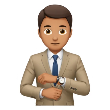 a man hurriedly checking his watch sticker