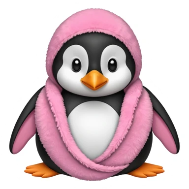 Ein Pinguin mit einer Kuschel Decke in Rosa der sich ein Kuschelt sticker
