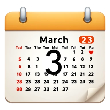 muestrame una fecha de calendario con la fecha "3 de marzo" sticker