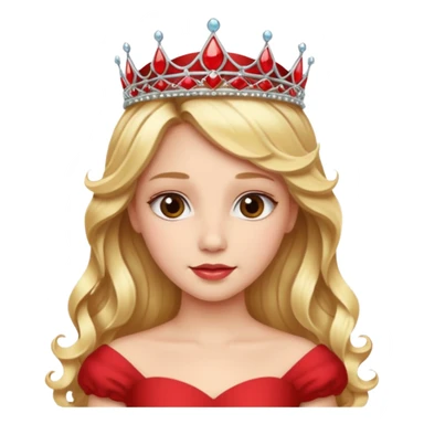Princess in red Dress with Tiara, long wavy Blonde Hair sticker