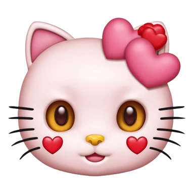 Połącz mi zwykłe hello kitty na białym tle, ale żeby ono wyglądało jak ta emotka: 🥰 sticker