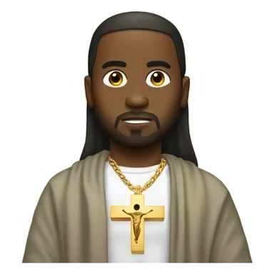 Kanye with a Jesus piece on sticker
