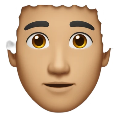 Asian man with brown skin, black curly hair, large eyelid crease, wide-set eyes, large canthus, and flat nose sticker