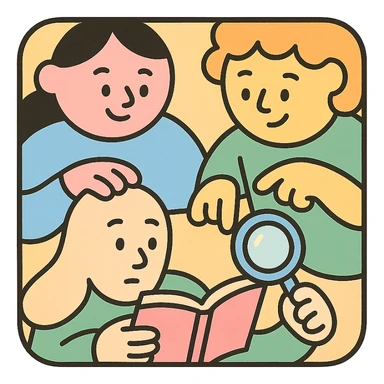 soft pastel square logo for founders' study group, gentle shapes suggesting collaboration and research, no text, calming and engaging sticker