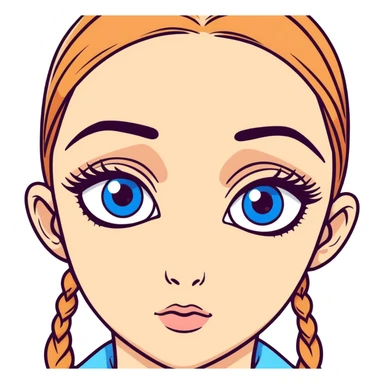 Girl with big blue eyes and big eyebrows sticker