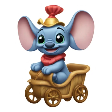 Stitch riding dumbo sticker
