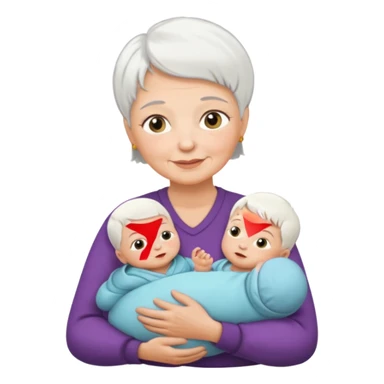 grandmother with short hair white and newborn a baby   sticker