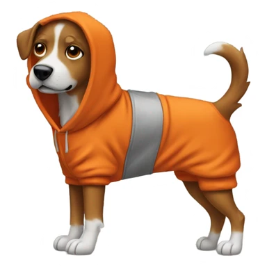 Dog wearing a burnt orange hoody sticker