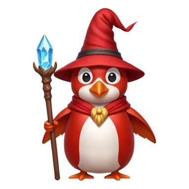 red Penguin Wizard, with youtube logo on the top of his stick sticker