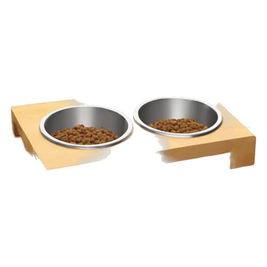 Elevated pine wood dog feeder with 2 bowls sticker