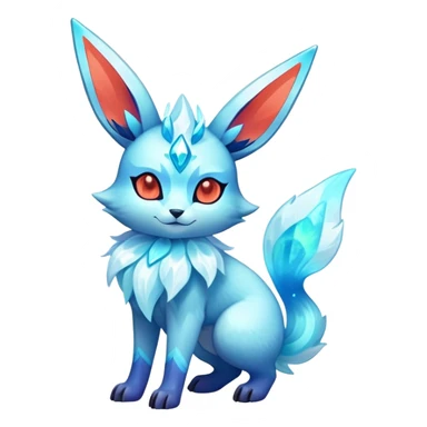 Shiny Exotic Tropical Colorful Neon-colored Glittery Ethereal Sparkly Glaceon-Amaura-Aurorus-Fakémon-hybrid-creature (full body)  sticker