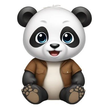 Baby panda with a brown T shirt on  sticker