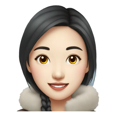 winter portrait with smiling lovely Chinese girl sticker
