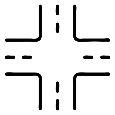 simple and clear road intersection icon, black outlined, no fill sticker