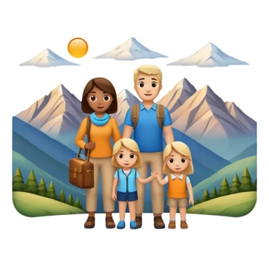 family photo, travelling mountains background sticker