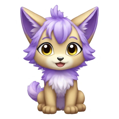 shiny, colorful, lavender-violet, gradient, Kemono-style, Chibi, Anthro-Fur-Sona-Fakémon, Full Body sticker