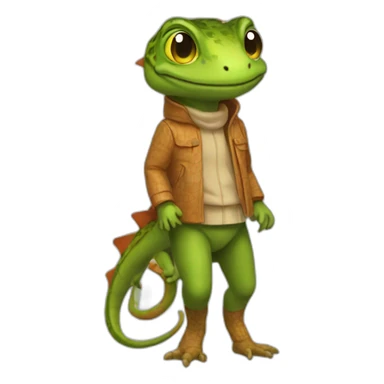 lezard with automn clothes sticker