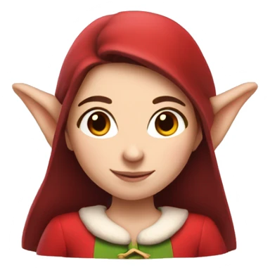 Brunette pale girl elf with red clothes and rosy cheeks  sticker