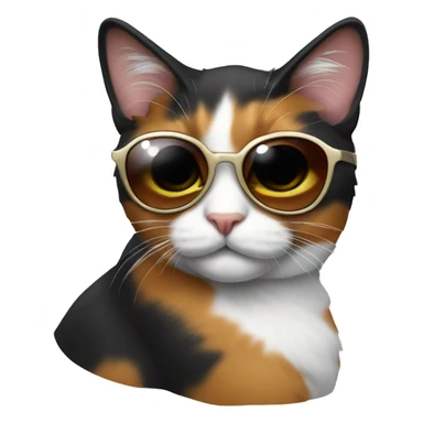 Calico cat wearing sunglasses sticker