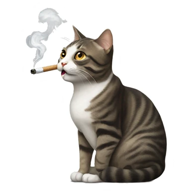 cat smoking a cigarette sticker