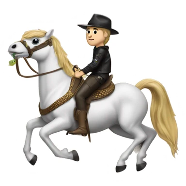 Justin bieber riding a horse with lizard sticker