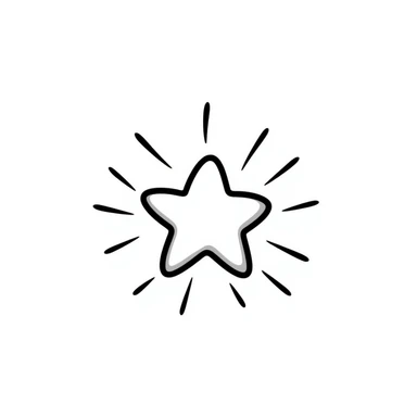 Hand-drawn bright star with shining rays sticker