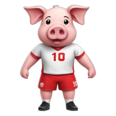pig with red soccer tshirt standing sticker