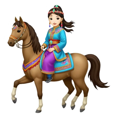 mongolian woman on horse full body sticker