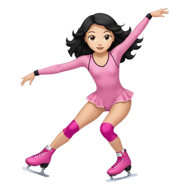 una patinadora con pelo negro largo y ondulado en las puntas con un mallot de color patinando  sticker