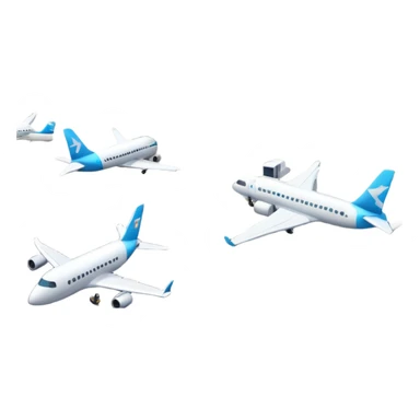 A 3D cartoon airport terminal building with glass windows and airplanes nearby, clean lighting, Memoji-style rendering. sticker