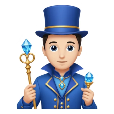 blue colored magician with zepter and blue gem on it sticker