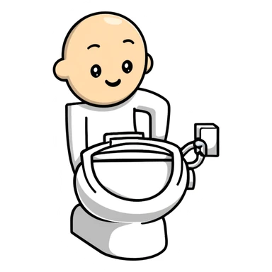 person with head in toilet bowl sticker