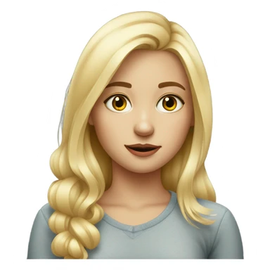 blonde girl portrait with phone. Without red dot  sticker