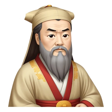 Cinematic Realistic Confucius Portrait Emoji, depicted as a wise ancient philosopher in traditional robes with a serene, contemplative expression, rendered with soft timeless textures and harmonious natural lighting that captures his enduring wisdom. sticker