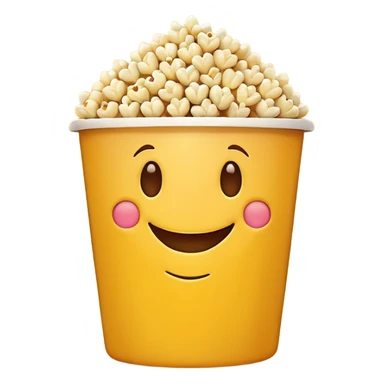 Smiling Emoji 😋 with 👀 for eyes with popcorn 🍿in front  sticker