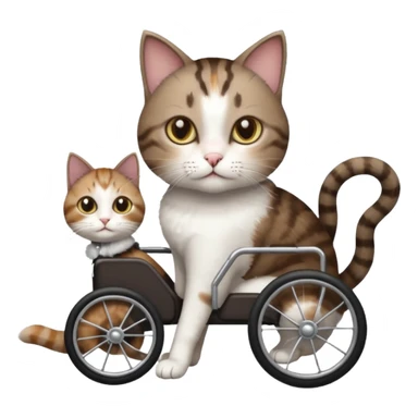 full body small short hair dark brown and white cat with hazel eyes walking in a wheelchair for cats sticker