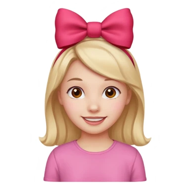 Girl with red bow on her head and pink shirt sticker