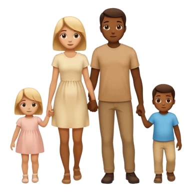 silhouette family with mom dad teenage daughter toddler son and baby.  sticker