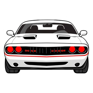 black Dodge Challenger with red front lights sticker