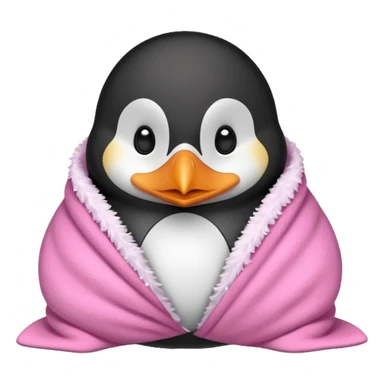 Cute penguin wrapped on pink blanket sticker