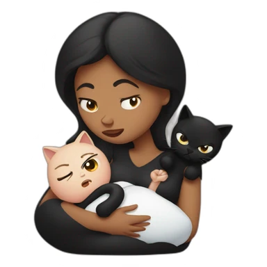 Angry pregnant women with Black cat sticker