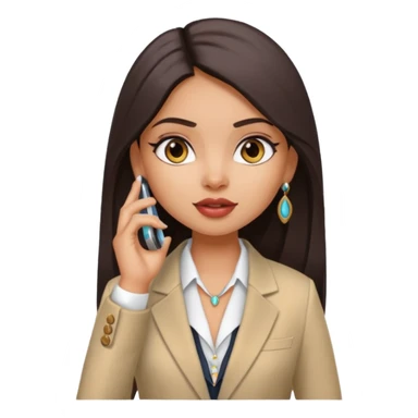 a pretty bratz fair indian girl talking on call, wearing a blazer sticker