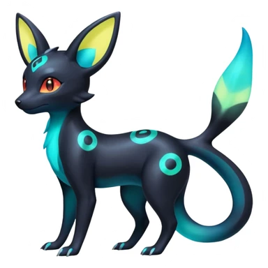 Shiny Aural Iridescent Fluorescent Bioluminescent Umbreon-Amaura-Salandit-Torracat-Fakémon-fusion (full body) sticker